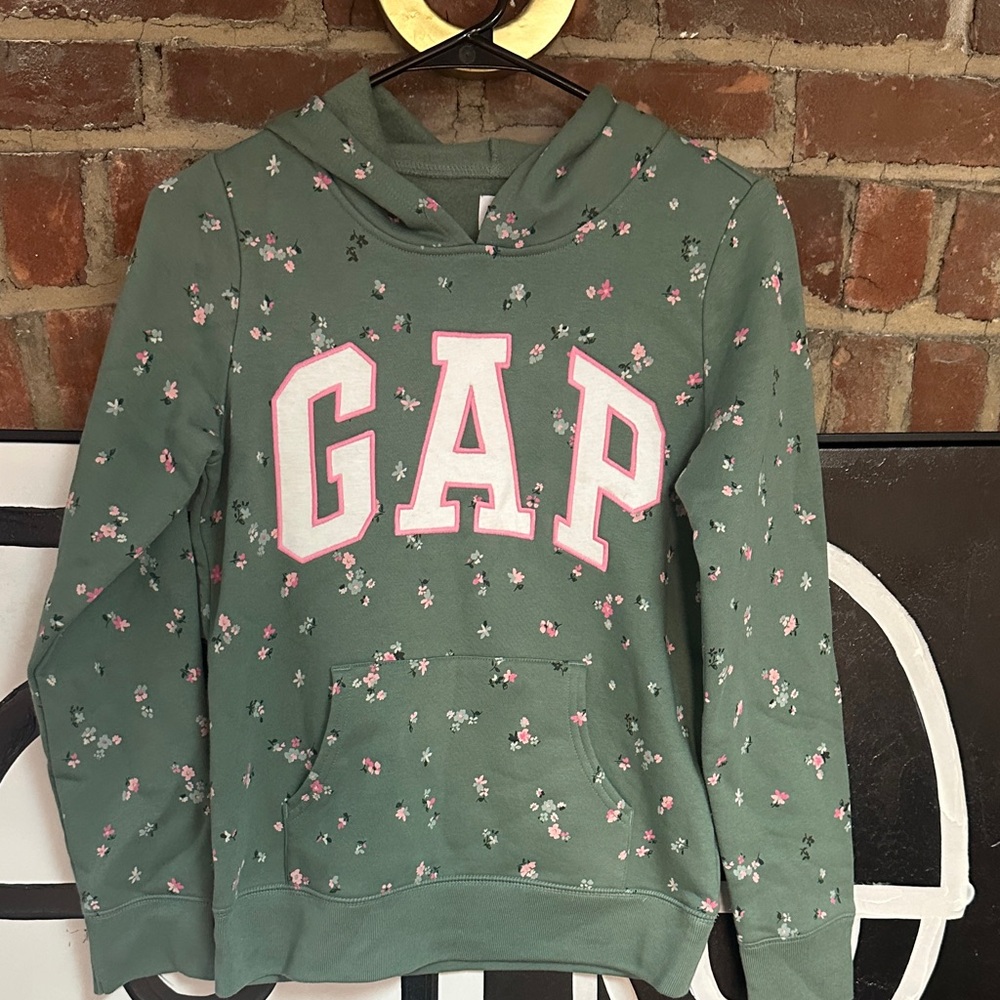 GAP Olive Floral Girls Hoodie